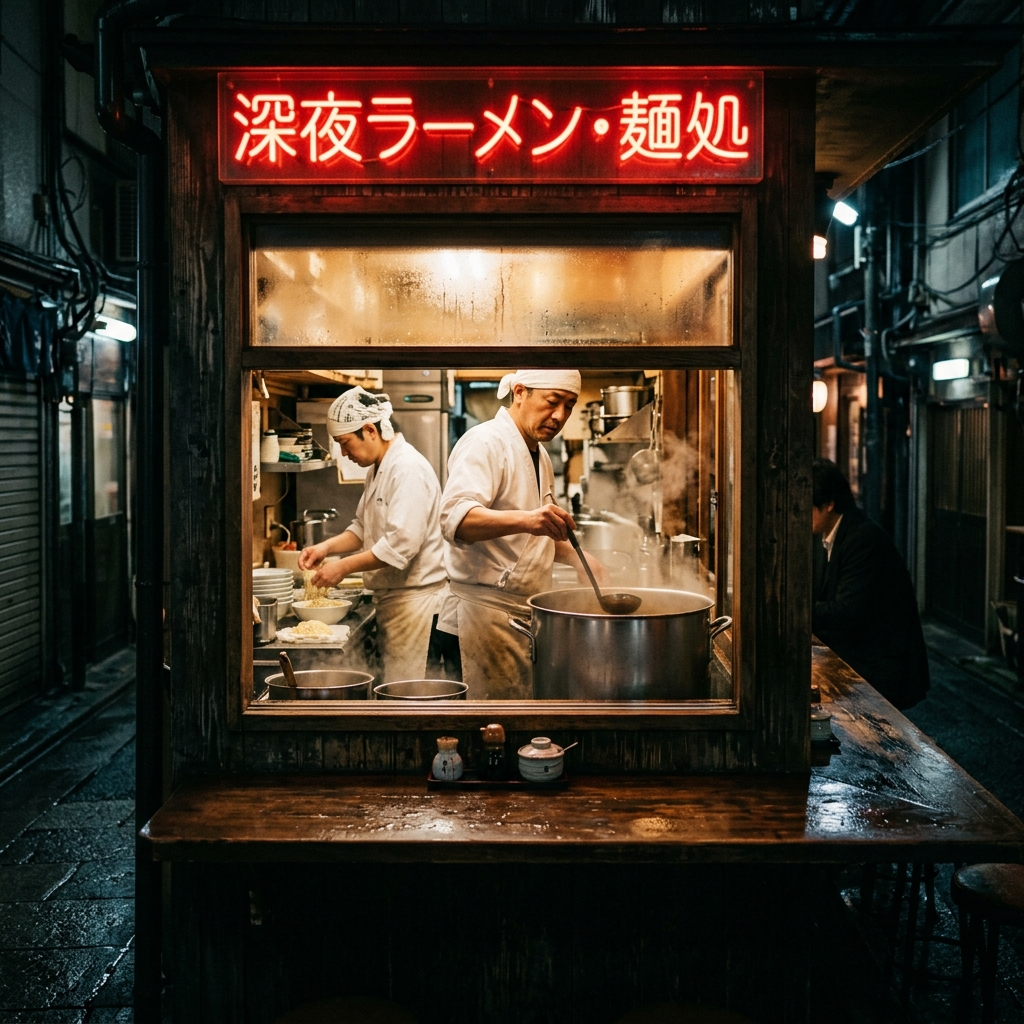 NOMO counter and kitchen at night
